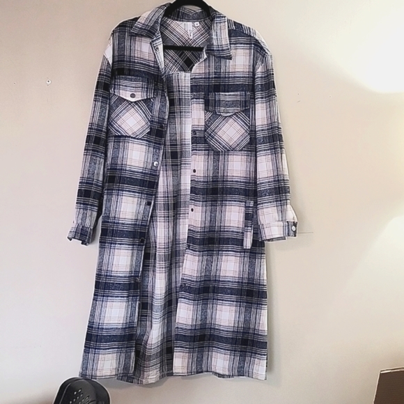 Blue Plaid Shacket (medium) - Picture 3 of 8